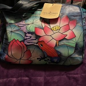 Anuschka Hand-Painted Floral Shoulder Bag
